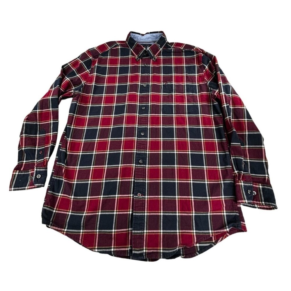 Tommy Hilfiger Classic Fit Shirt Mens XL Plaid Long Sleeve Button-Up